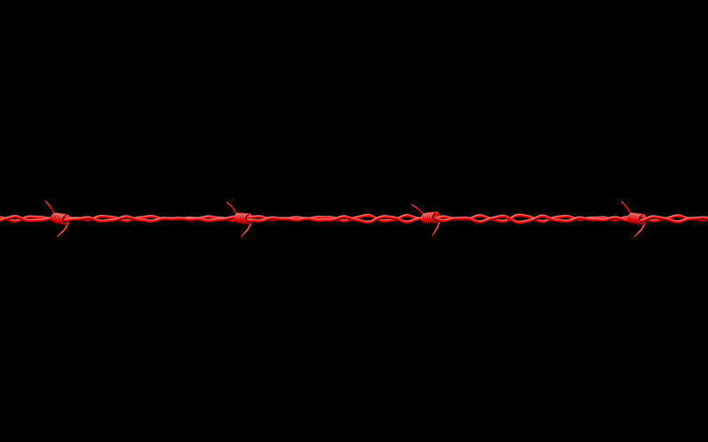 Red Barbed Wire — Dramatic, Photograph