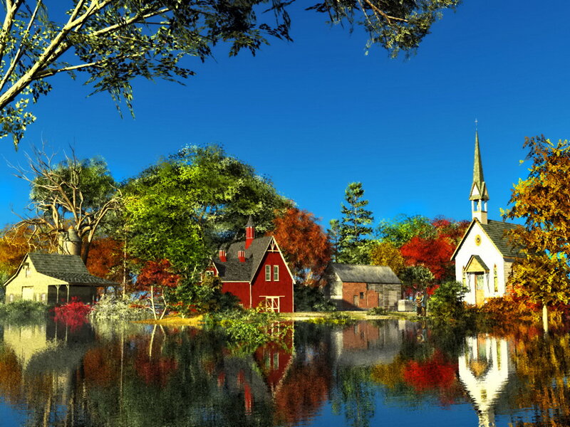 Red Barn and Church