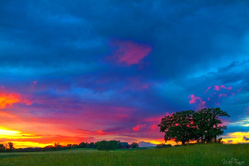 Red Barn at Sunset — Blue