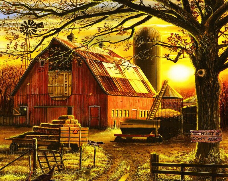 Red Barn at Sunset — Yellow