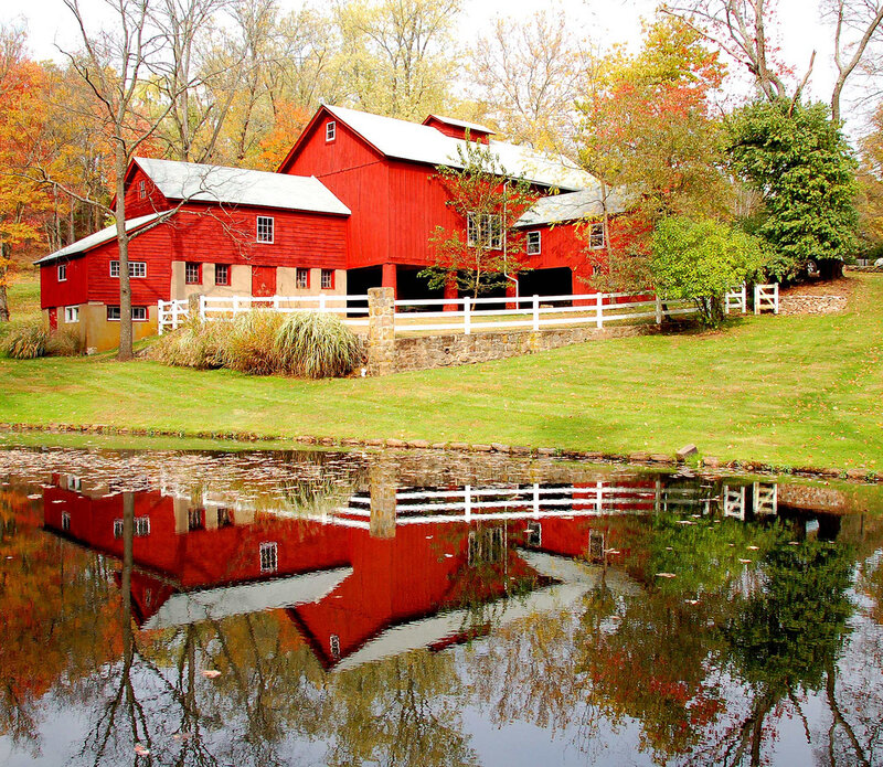 Red Barn by Pond