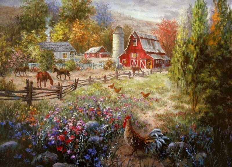 Red Barn Farm Scene