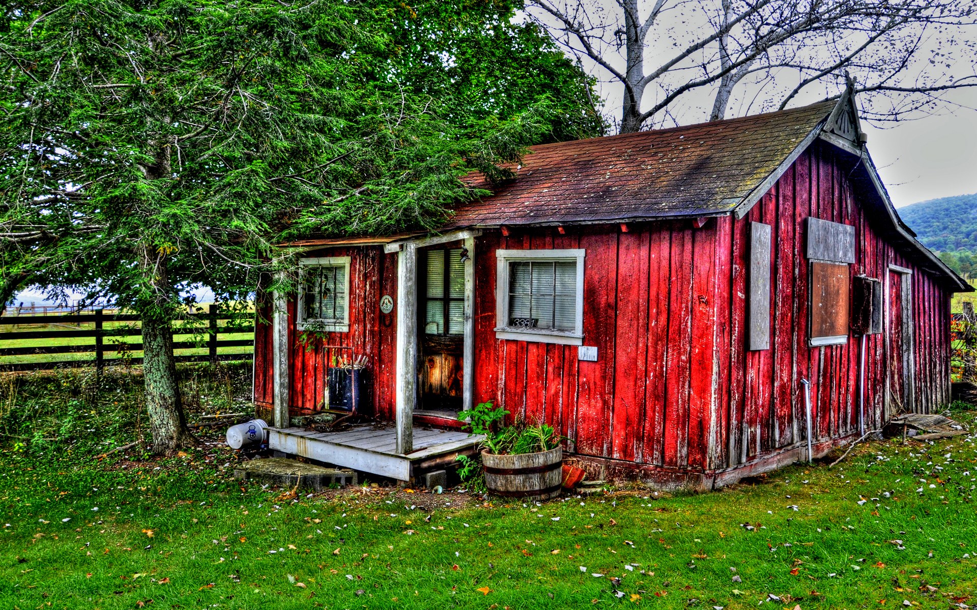 Red barn in a rural setting