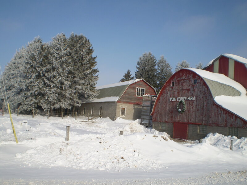 Red Barn in Snow — Serene, Winter