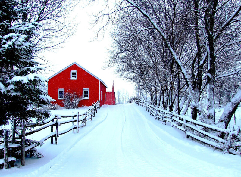 Red Barn in Snow