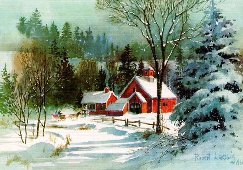 Red Barn in Winter — Peaceful
