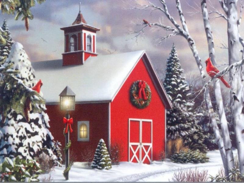 Red Barn in Winter