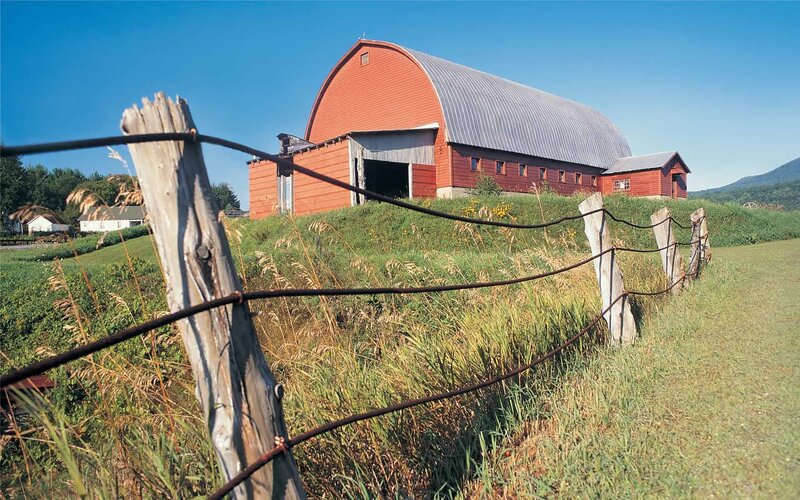 Red barn on a sunny day