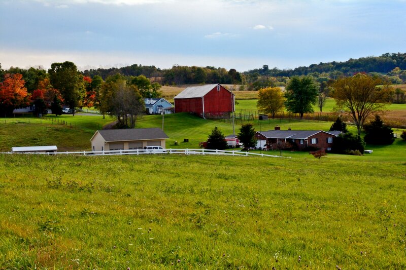 Red Barn on Farm — Green