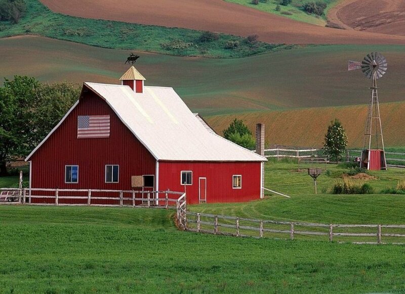 Red Barn on Farm