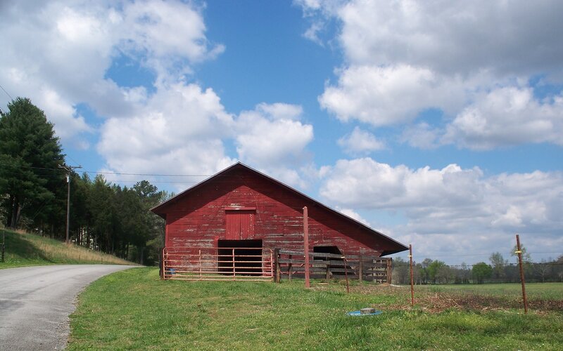 Red Barn on Grass