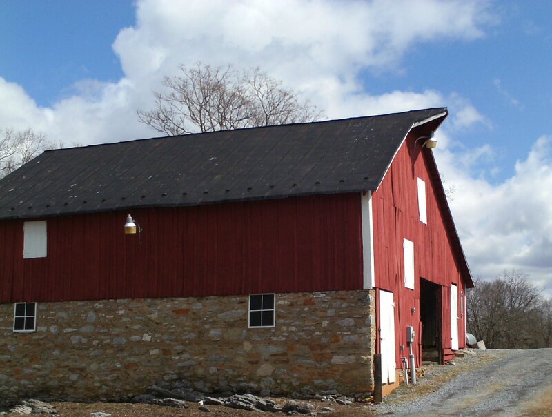 Red Barn with Stone Foundation