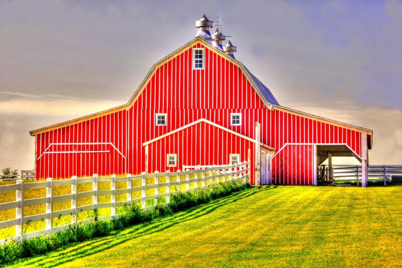 Red Barn with White Fence