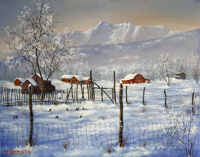 Red Barns in Snow
