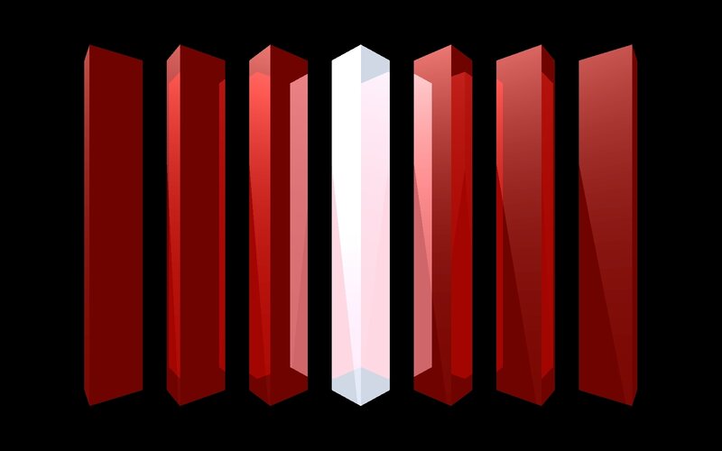 red bars with one white bar