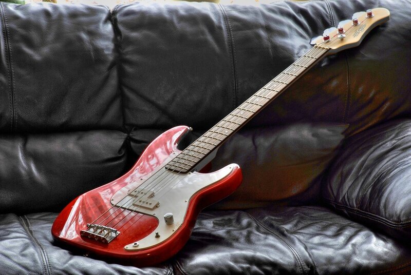 Red Bass Guitar