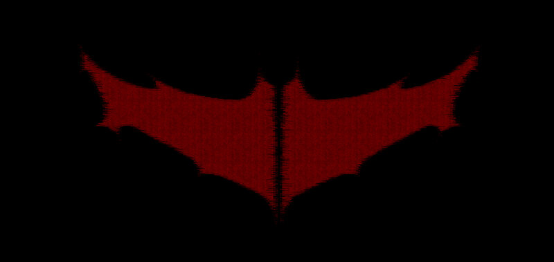 Red Bat Symbol — Black, Dark, Digital Art