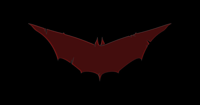 Red Bat Symbol — Black, Dramatic, Vector Art