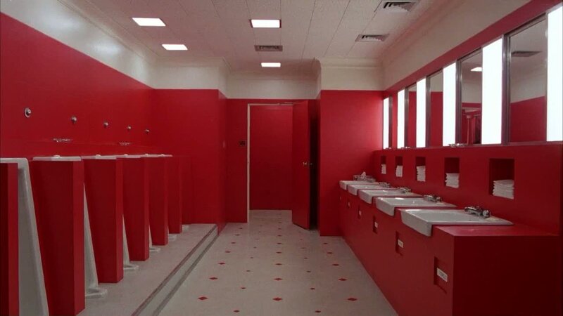 red bathroom interior