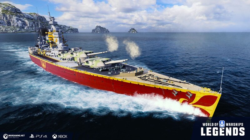 Red Battleship at Sea