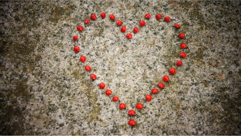 Red Beads Forming Heart