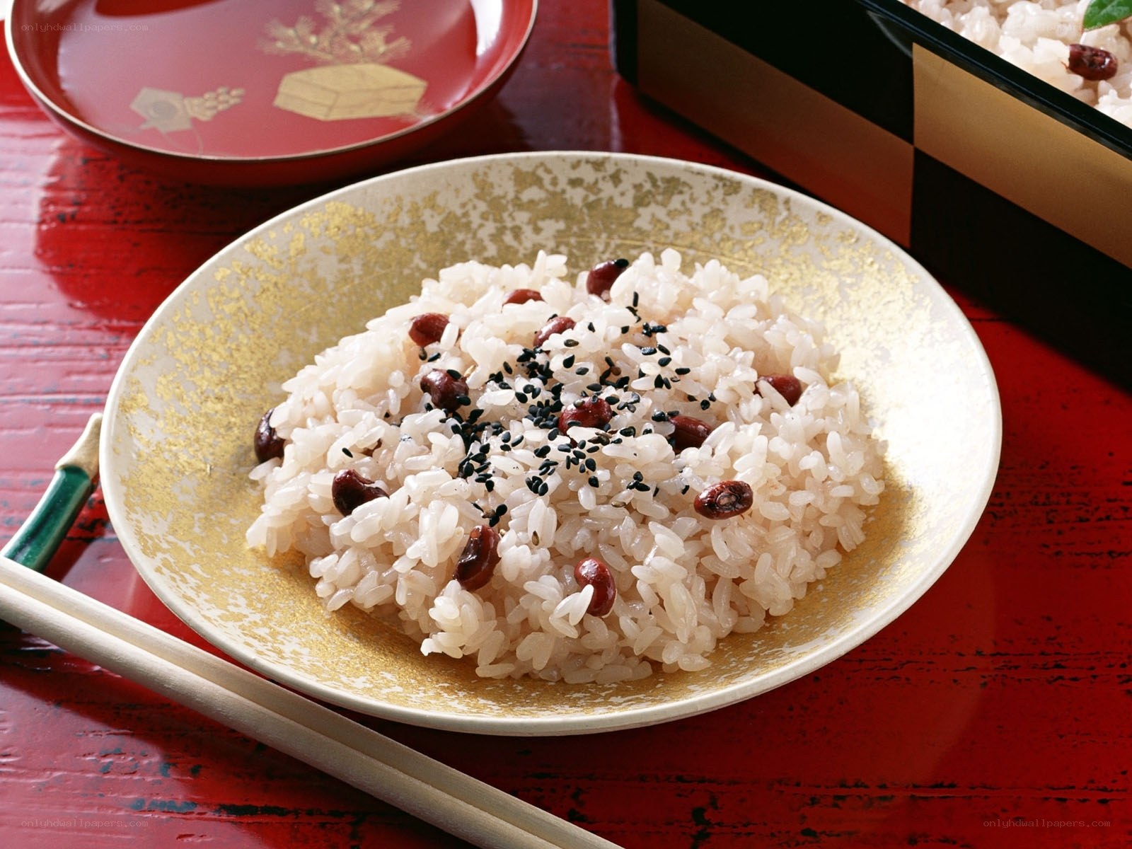 Red bean rice in a bowl