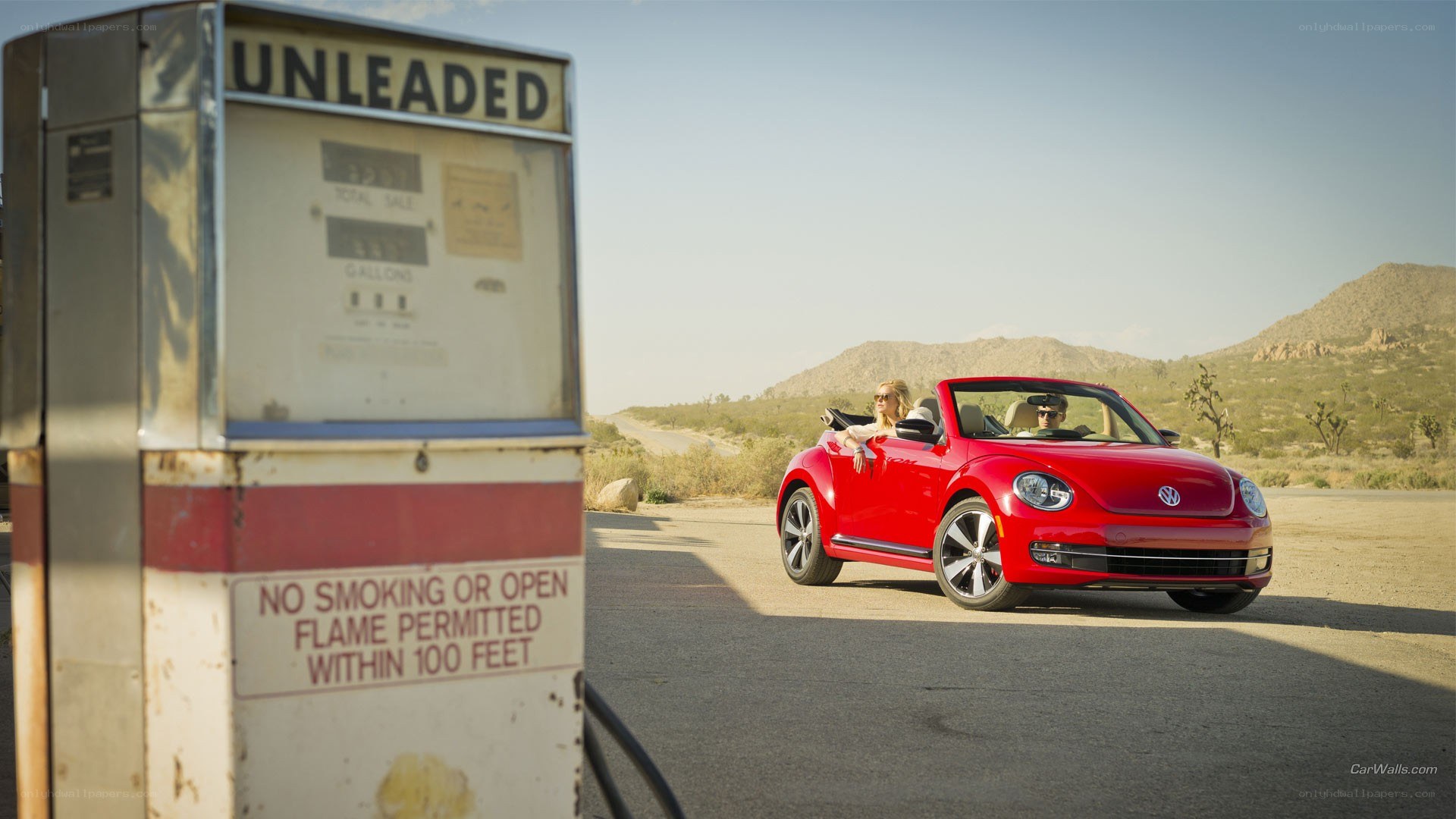 Red Beetle at gas station