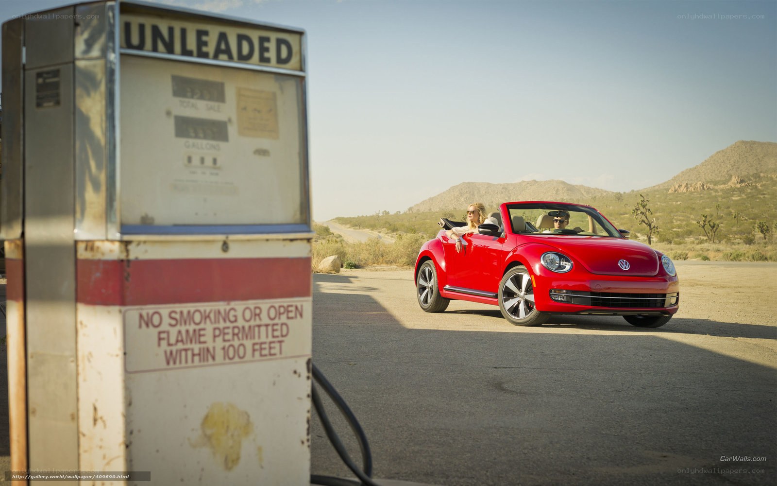 Red Beetle at gas station