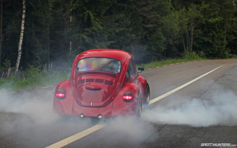 Red Beetle Car — Dramatic, Afternoon
