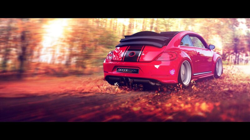 Red Beetle in Autumn Forest