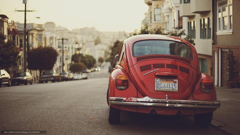 Red Beetle on a City Street