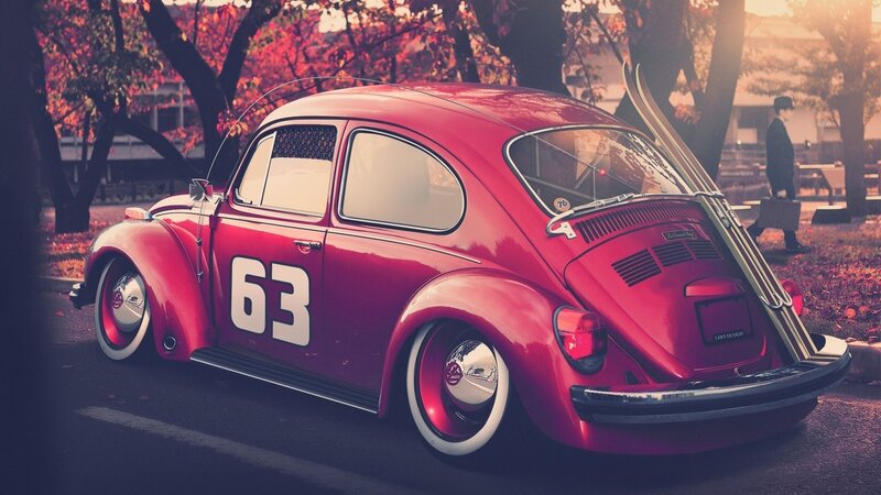 Red Beetle with Skis