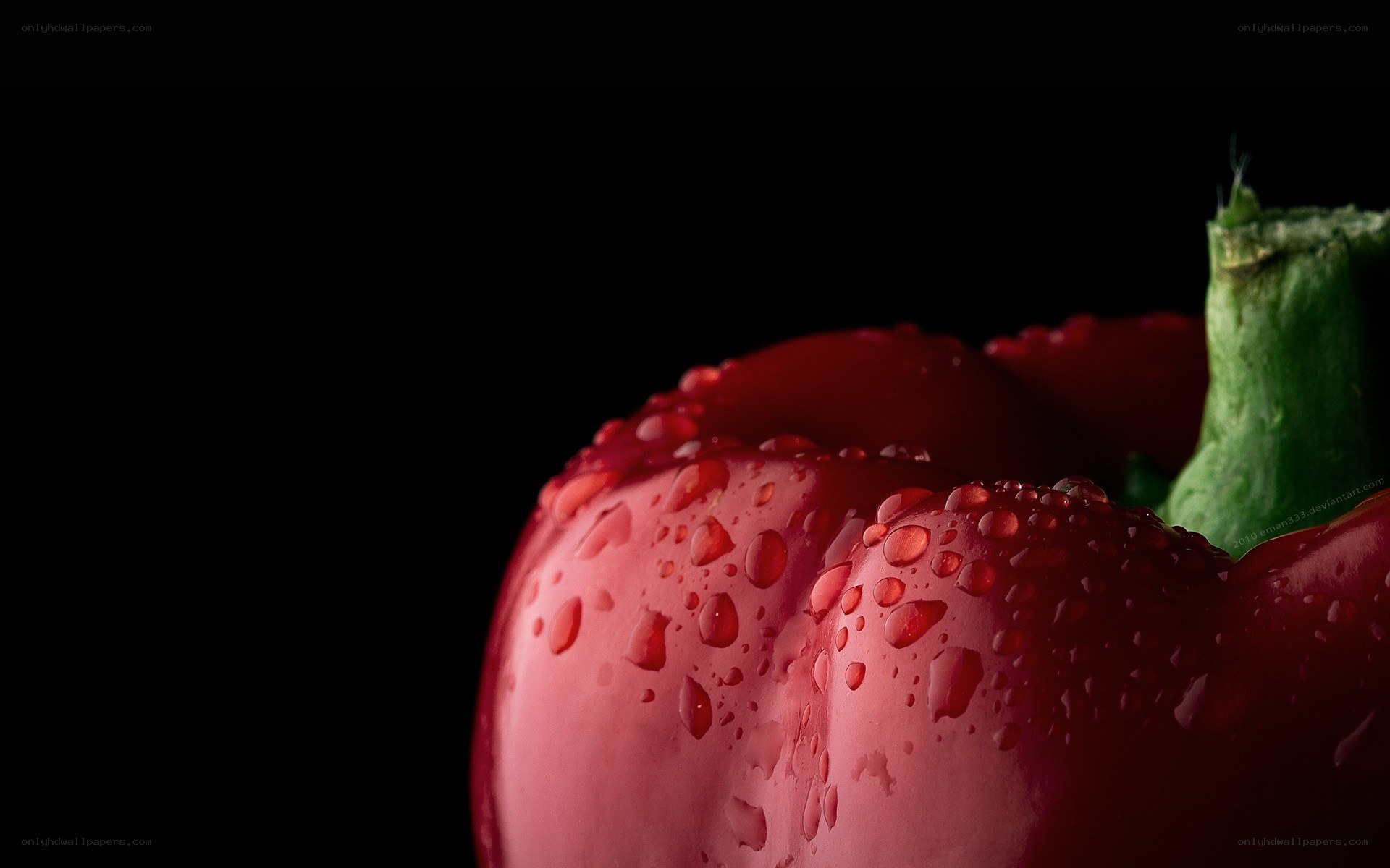 red bell pepper with water droplets