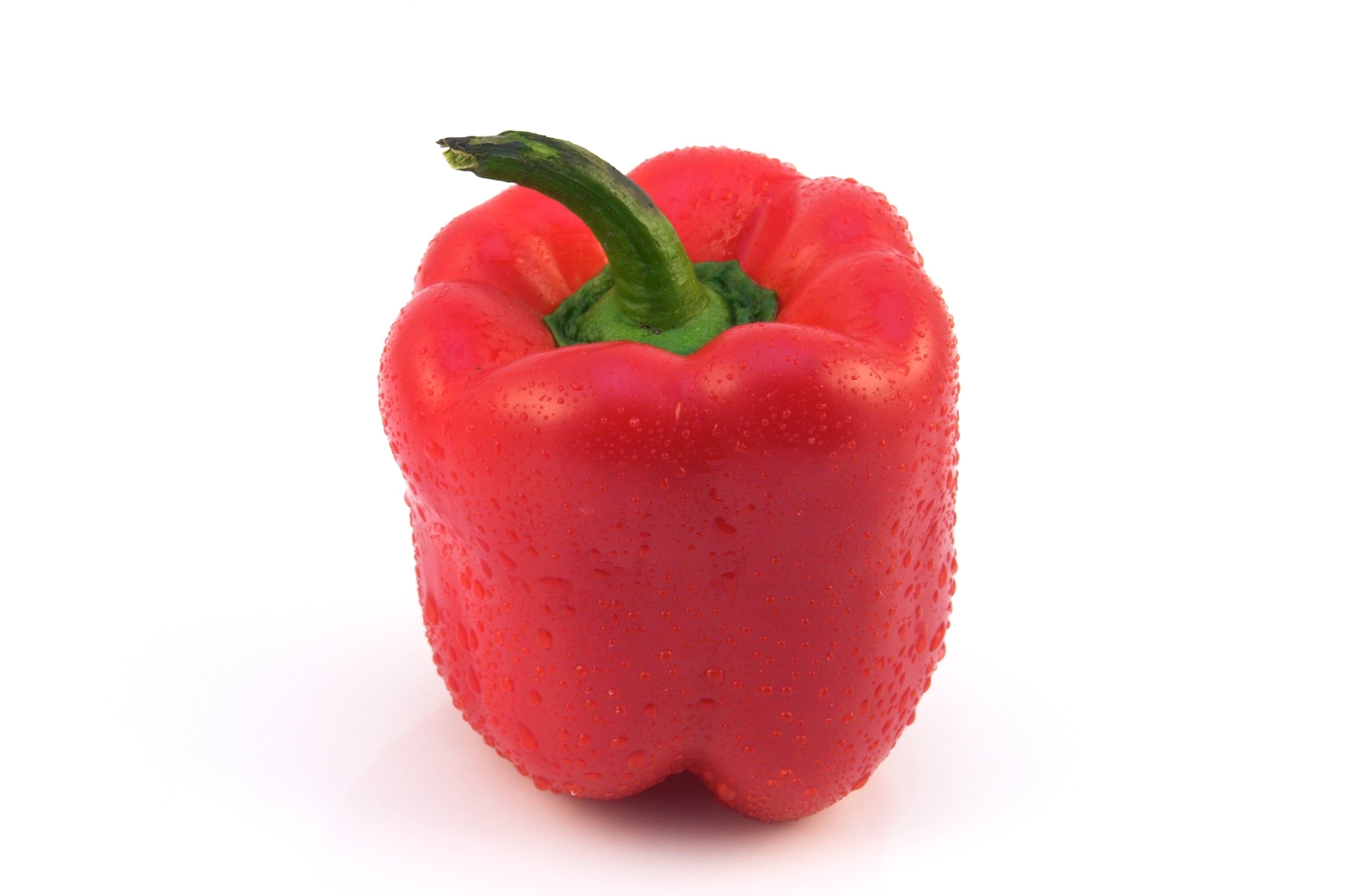 red bell pepper with water droplets