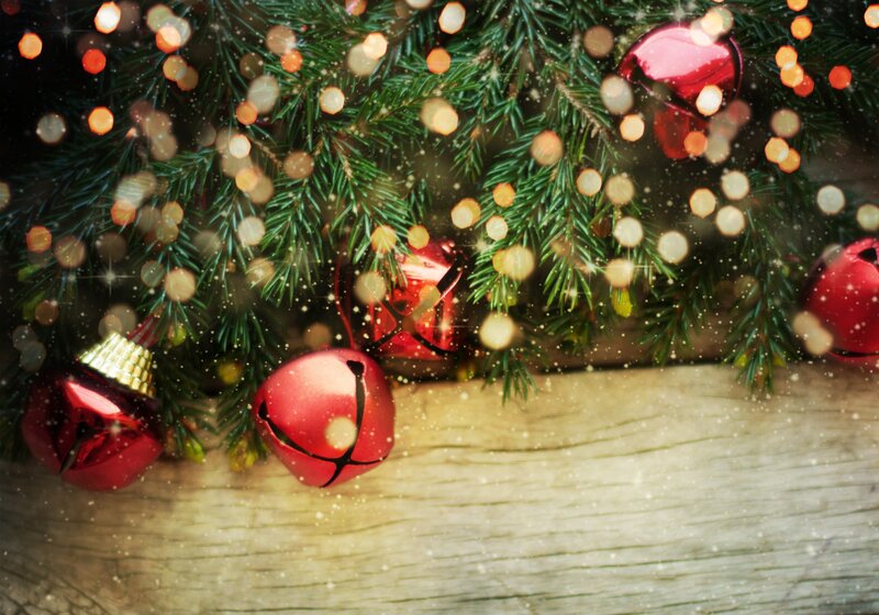 Red Bells on Pine Branches
