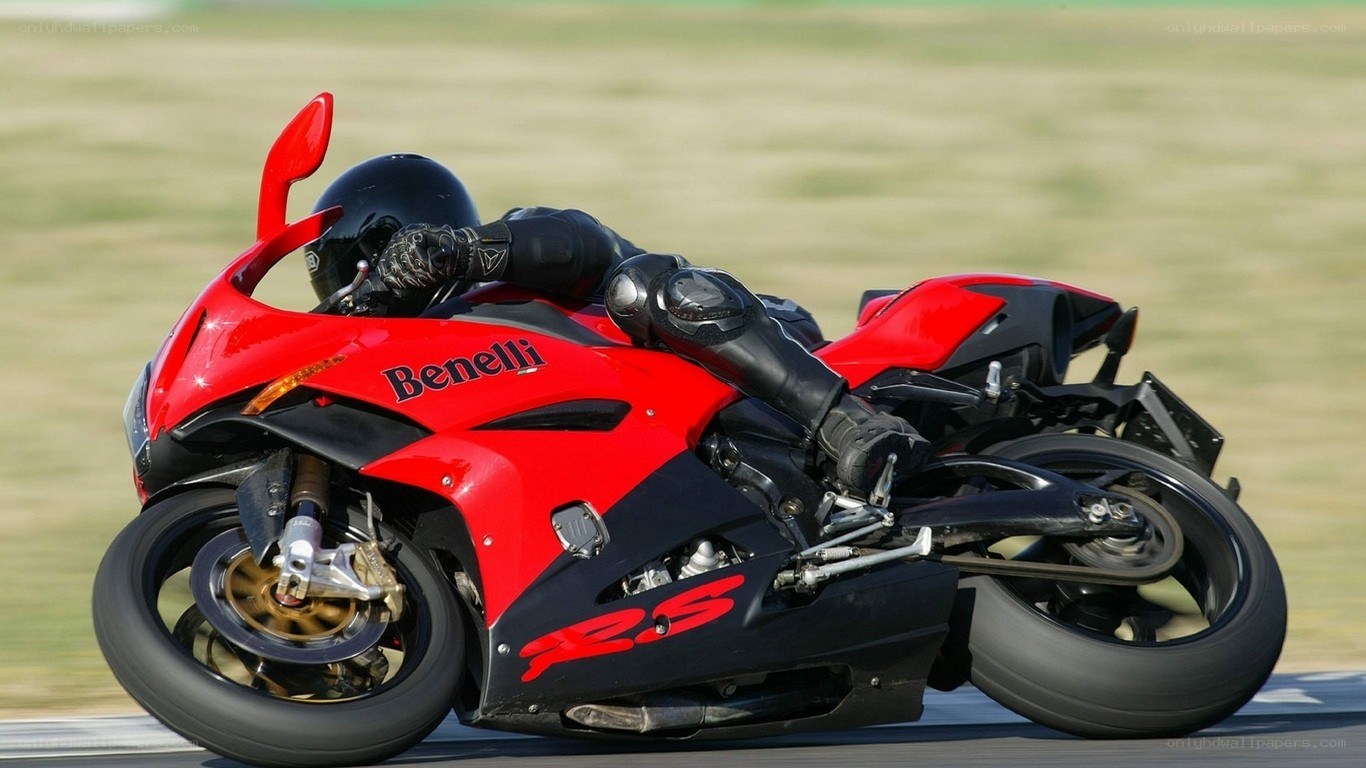 Red Benelli motorcycle on track