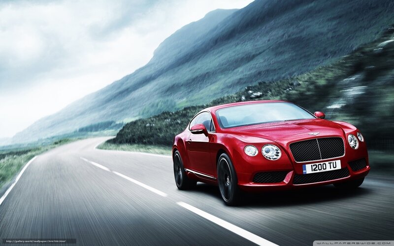 Red Bentley Coupe — Dynamic, Photograph, Car, Road, Mountain