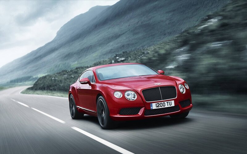 Red Bentley Coupe — Dynamic, Photograph, Car, Road