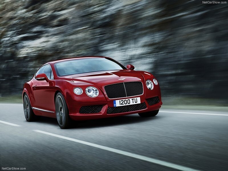 Red Bentley GT in motion