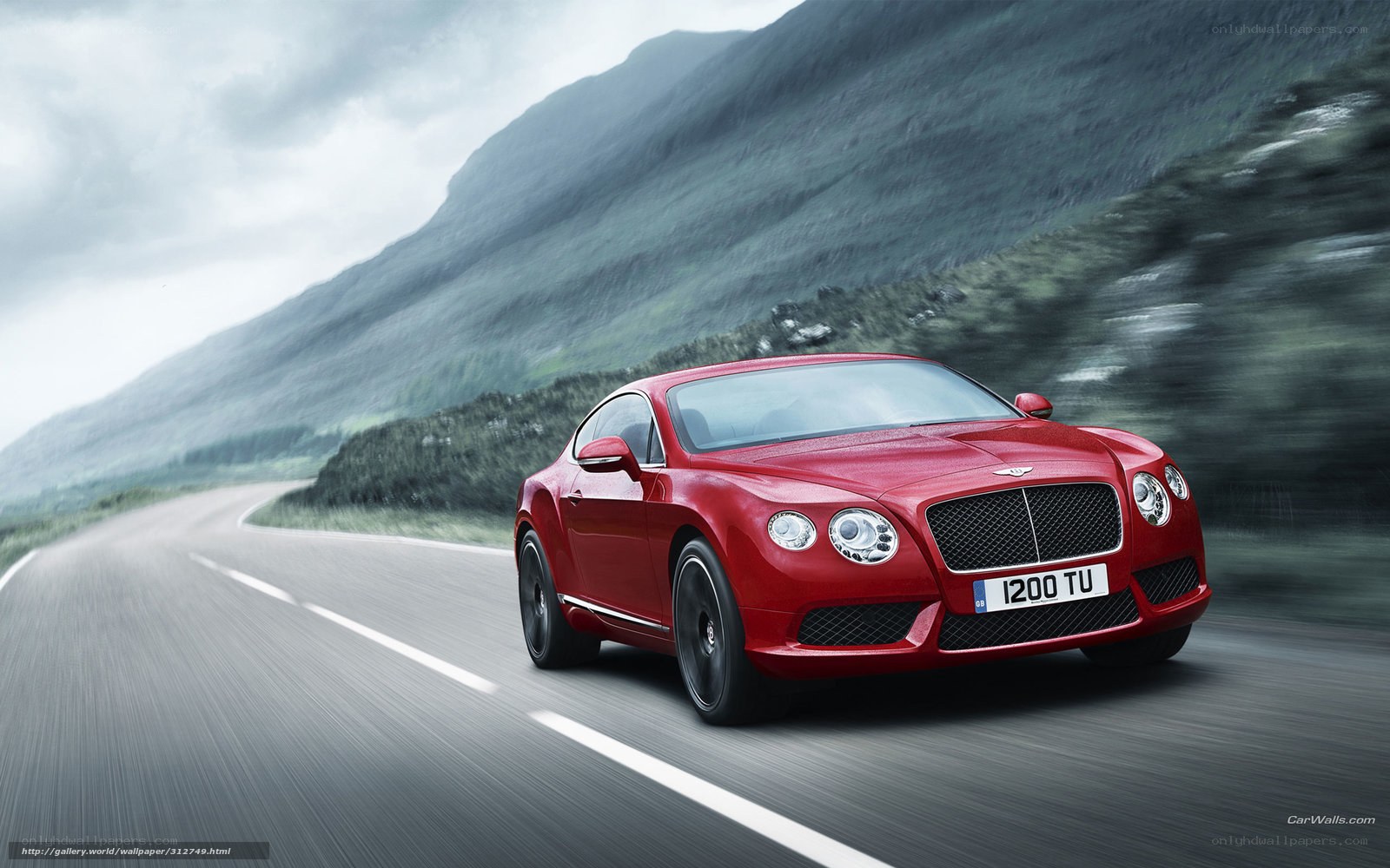 Red Bentley on mountain road