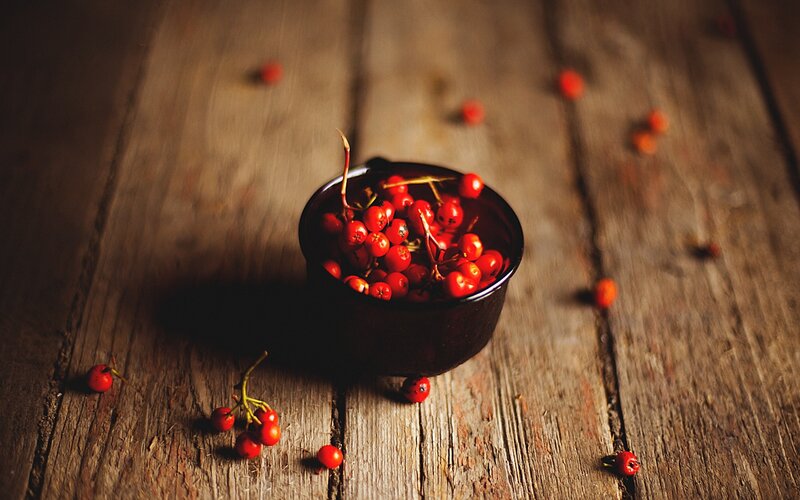 Red berries in a bowl