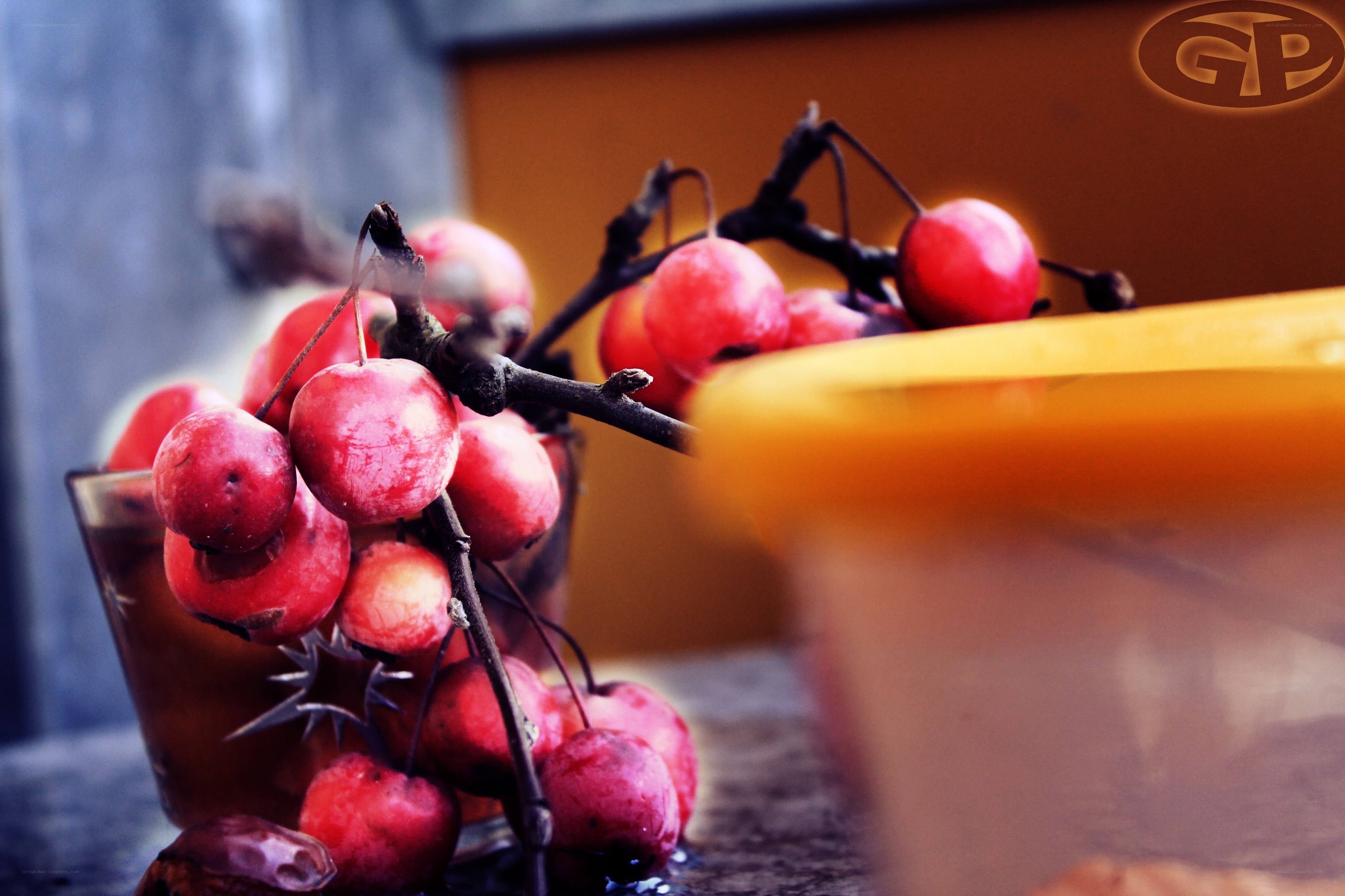 Red berries in a glass