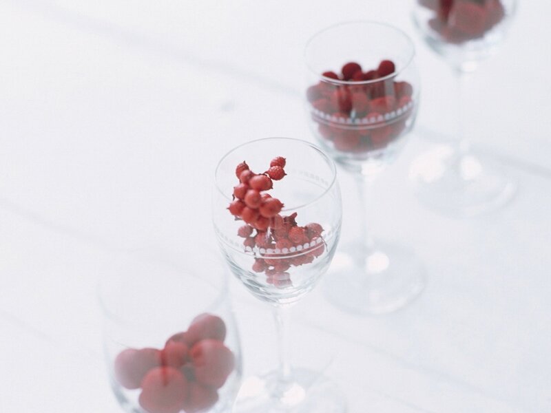 Red berries in glass cups