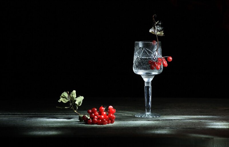 Red Berries in Glass