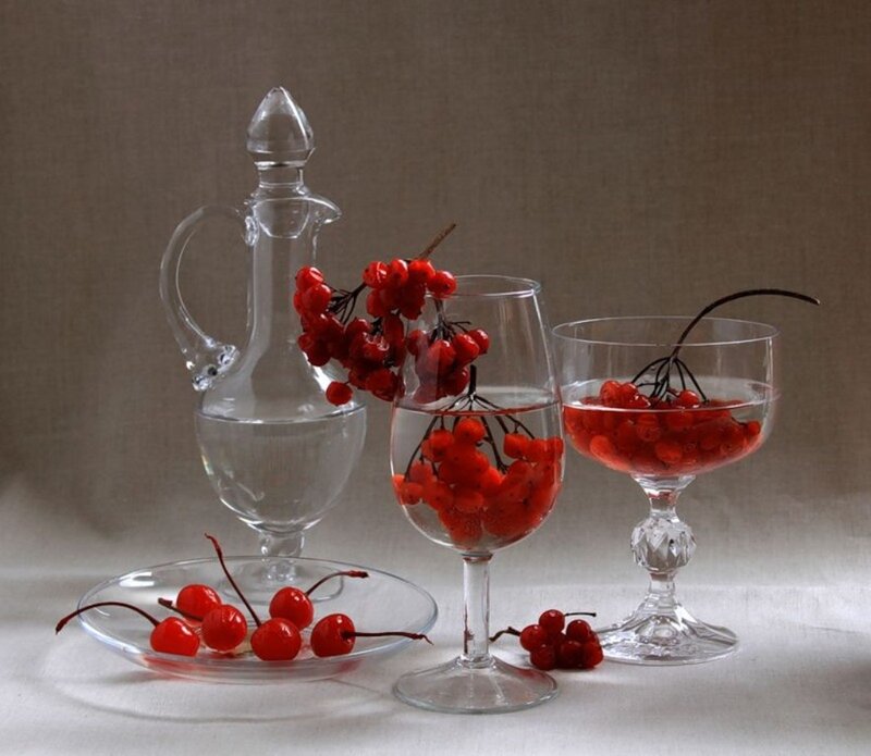 Red Berries in Glassware