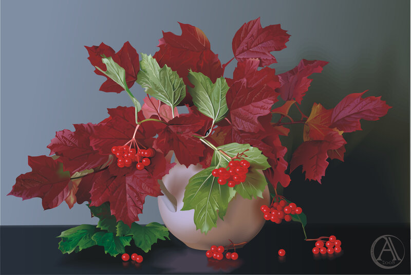 Red Berries in Vase — Calm