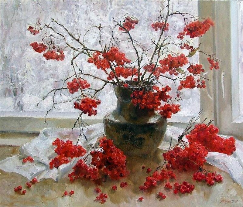 Red Berries in Vase