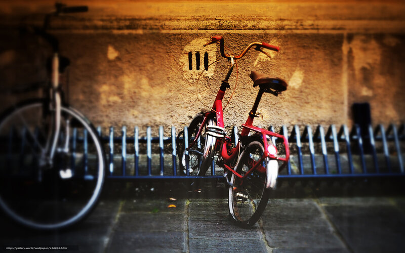 Red Bicycle Against Wall — Dramatic, Night, Photograph