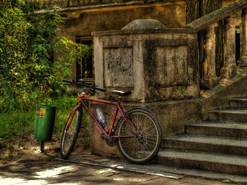 Red Bicycle Against Wall