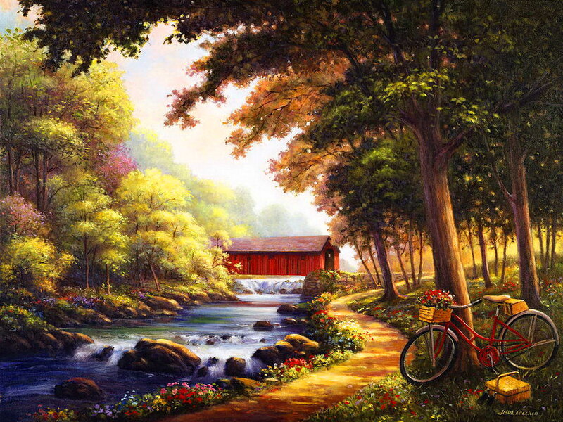 Red Bicycle by River